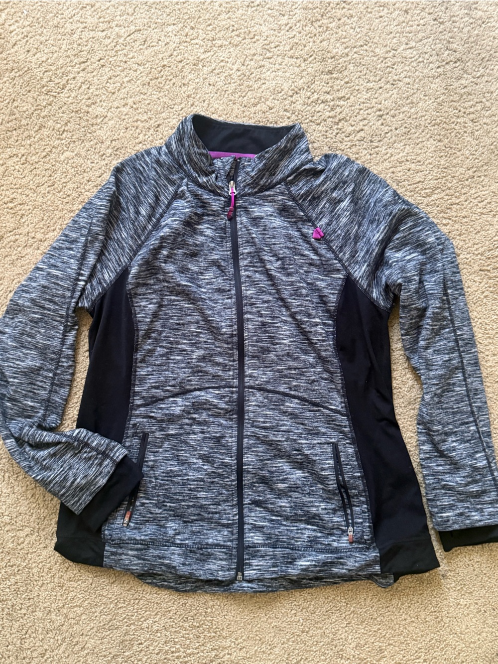 Tangerine Gray Space-Dye Full-Zip Jacket with Black Side Panels